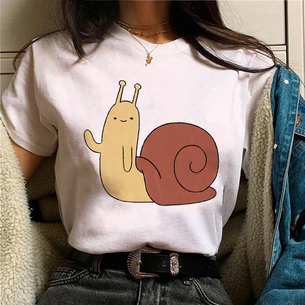 

Snail tshirt women manga graphic summer tshirt female funny comic Japanese clothing