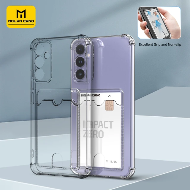 Przezroczyste, odporne na wstrząsy etui z miękkiego TPU do Samsung Galaxy S24 S23 S22 S21 Ultra Plus S20 FE Kieszeń na kartę Note