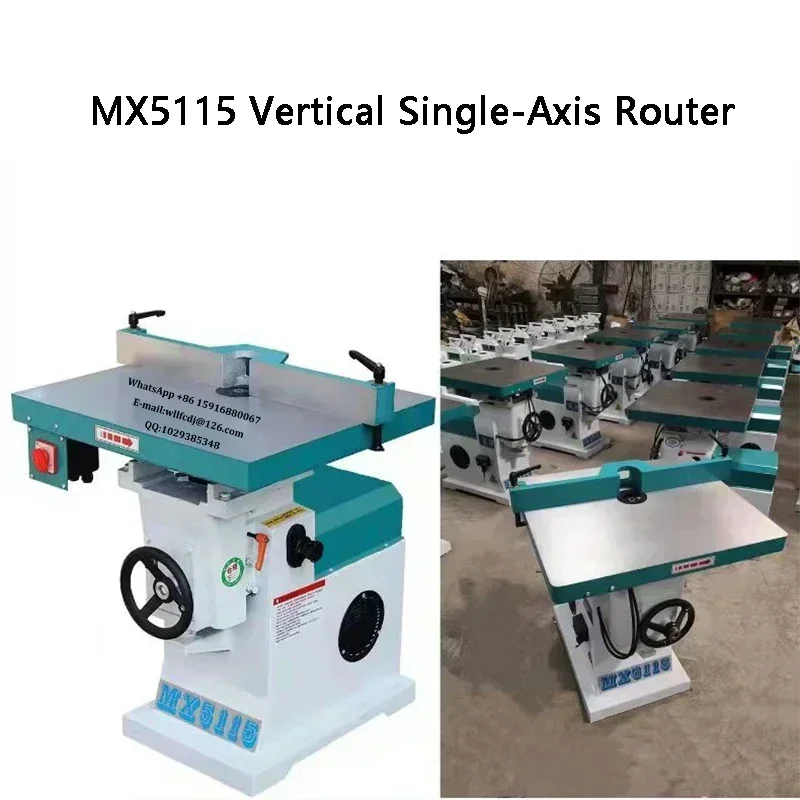 MX5115 Vertical Single-Axis Woodworking Router Multifunctional Edge Trimmer Slotting Machine 18000r/min for Wood