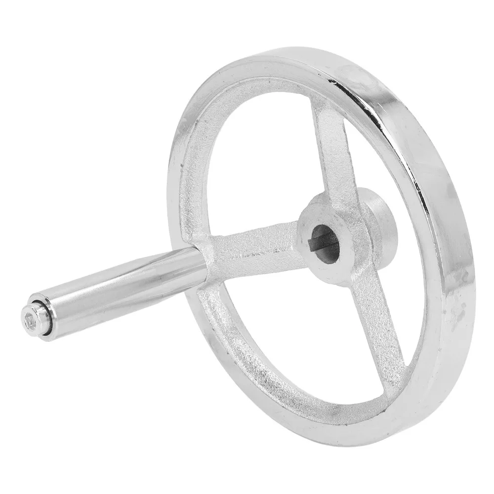 16x160MM Size Lathe Handwheel Cast Iron Round Shape Chrome Plated Handwheel Removable Handle Chrome Plated Cast Iron Handwheel