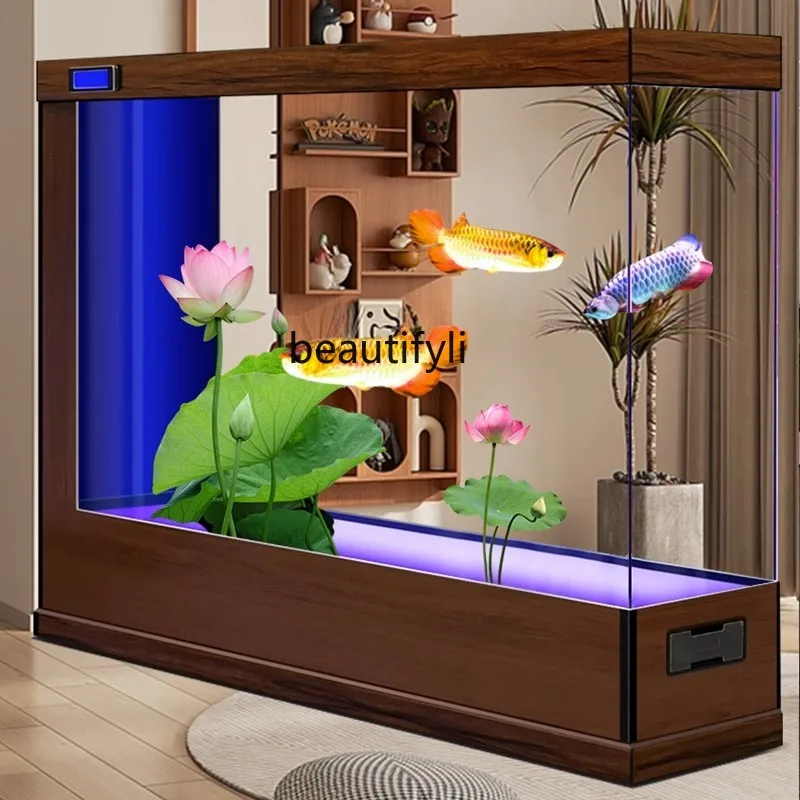 

Glass fish tank living room new screen partition wall floor aluminum alloy aquarium ecological water free