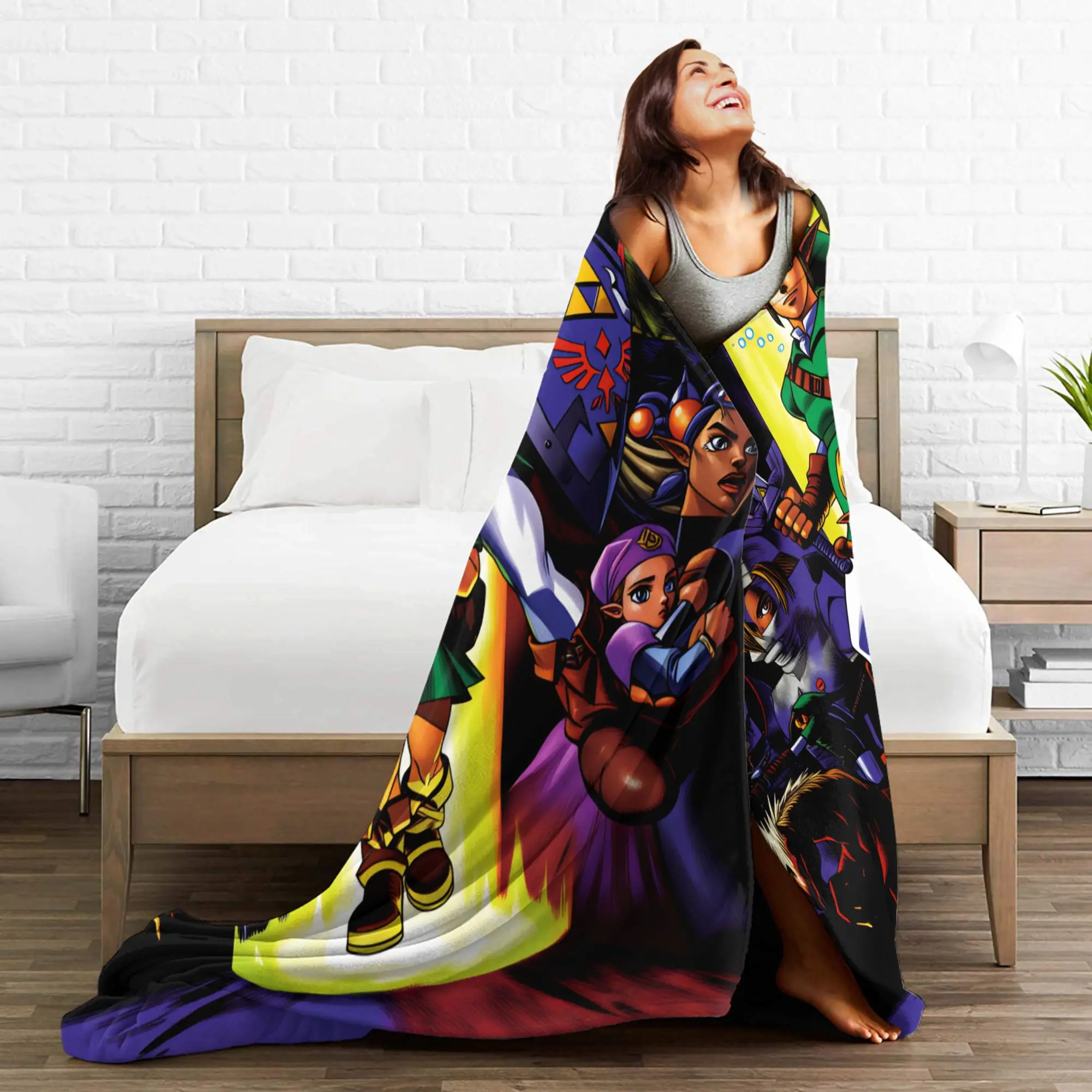 Link Cartoon Z-Zeldas Soft Warm Blanket  Decorative Plush Throw Blanket Aesthetic Couch Chair Flannel Bedspread Sofa Bed Cover view 4