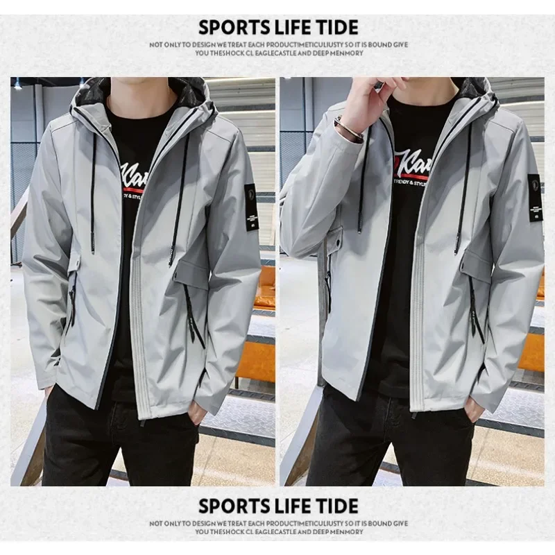 

Spring and Autumn Outdoor Cycling Sport Windproof Breathable Hooded Handsome Jacket Comfortable Casual Simple Trendy Men's Coat
