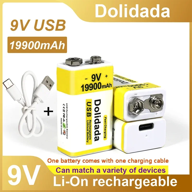 2024 Best-selling 100%New Original 9V 19900mAh+USB Fast Charging Line LI-ION Rechargeable Battery for Electric Fan Flashlight
