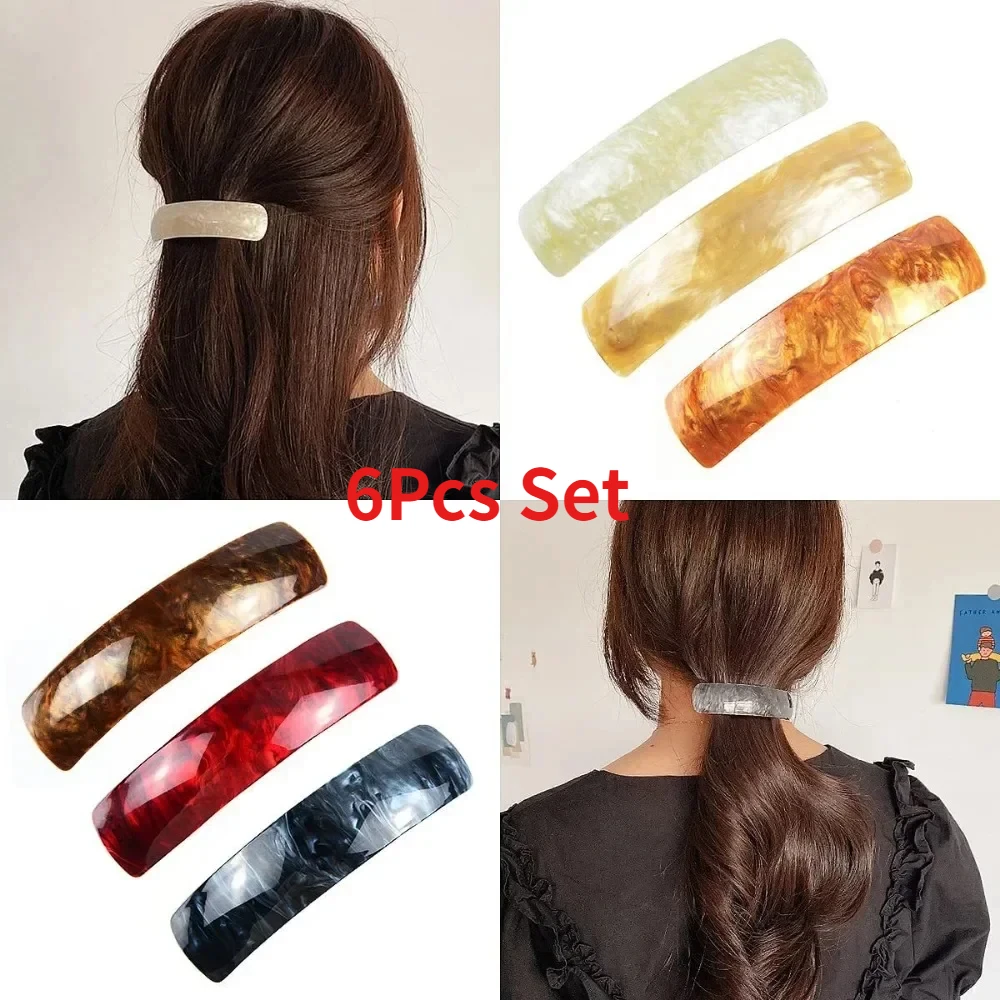 6Pcs Korean Version of The Refreshing Ponytail Clip Short Hair Half Hair Thin Clips Women Clip Spring Hairpins Apparel Accessory