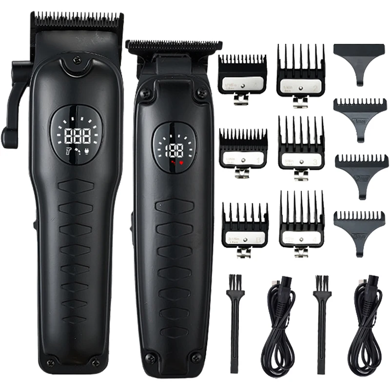 Professional hair clipper, hair clipper set, hair clipper set with LCD screen, dual-purpose charging and plugging, men's gift