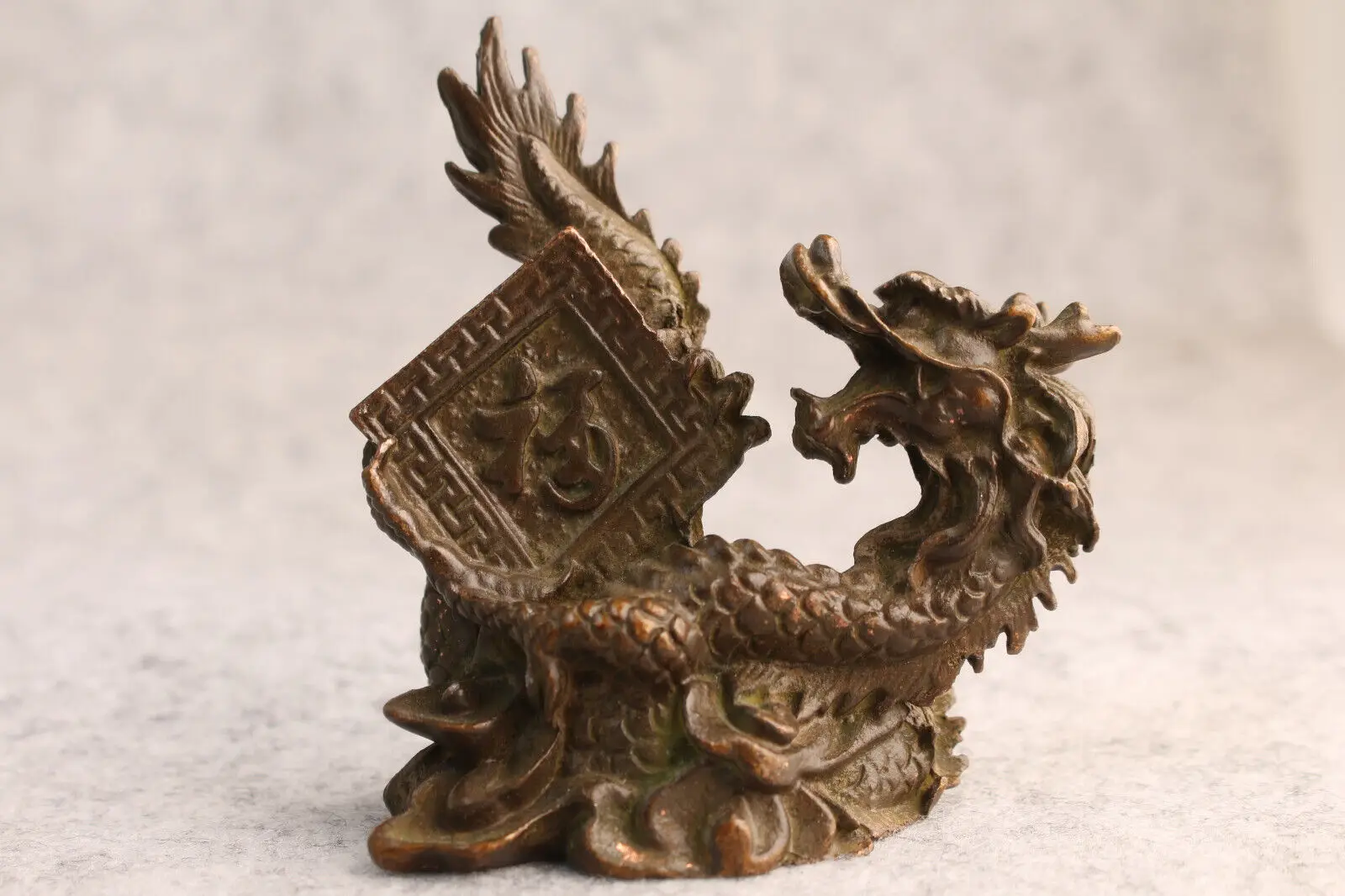 Rare Chinese bronze collection dragon statue figure tea pet table decoration