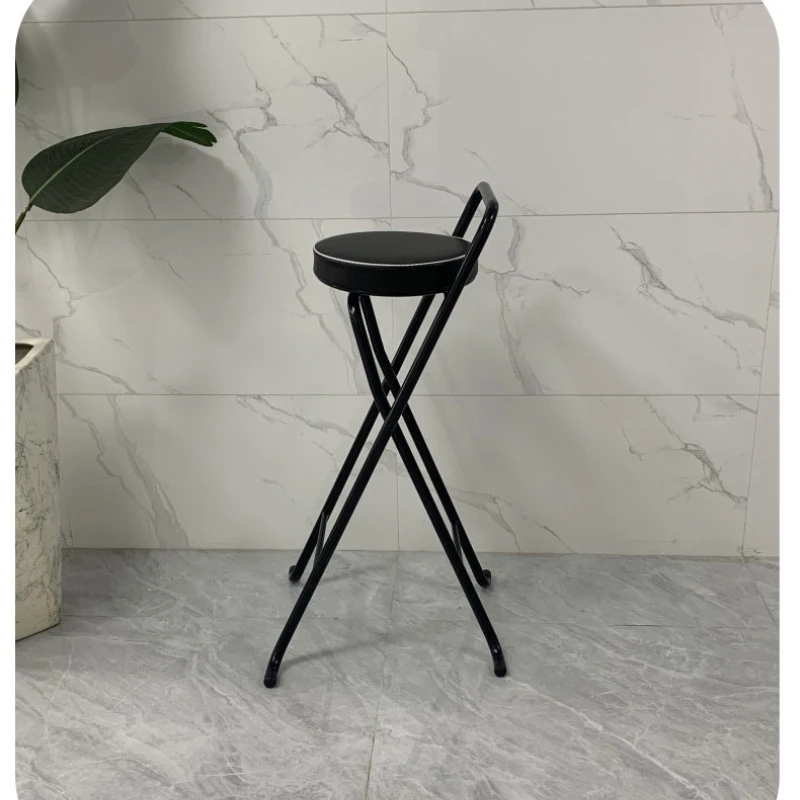 80cm High Stools for Kitchen UseHigh Bullet Sponge Bar Chair Convenient Folding Dining Chairs Multi-scene Semi-bar Chair