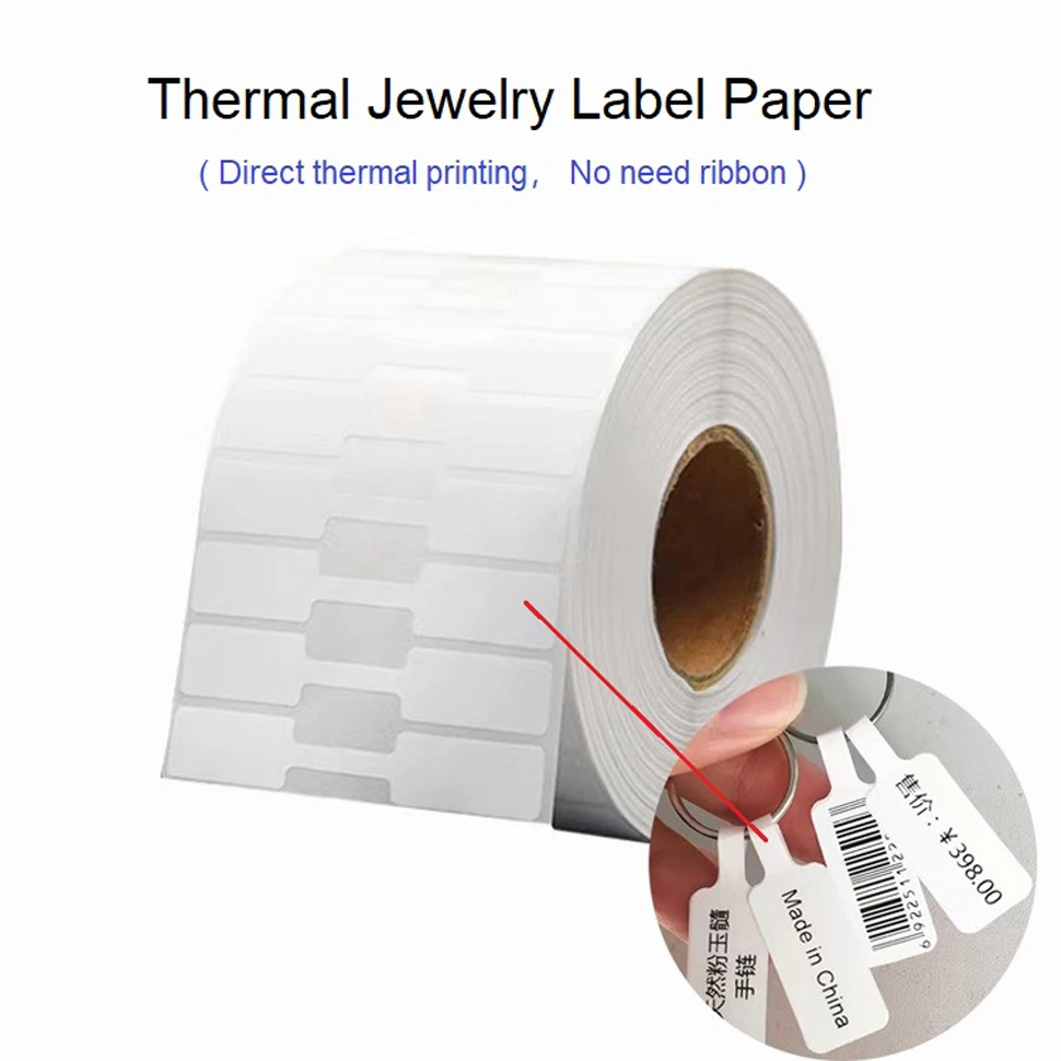 2000pcs/Roll Barbell label 70x12mm necklace ring jewelry tag label printable waterproof thermal blank barcode label White/Orange