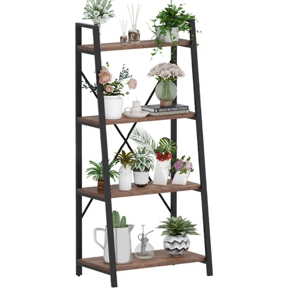 

Промышленная лестничная полка BON augre, книжный шкаф с 4 уровнями в деревенском стиле, книжная полка с подставкой, книжные полки для гостиной