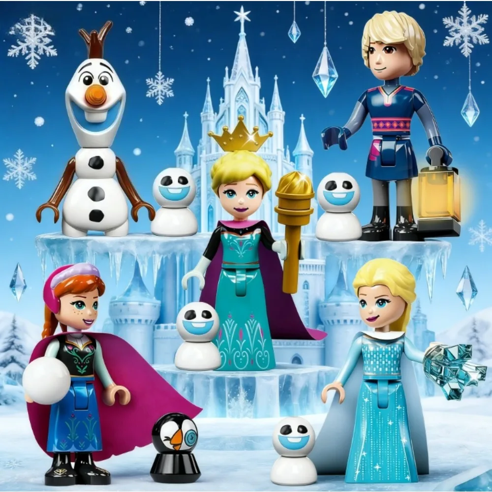 5 unids/set Disney FROZEN Series princesa Elsa Mini Figma 66006-66010 modelo de bloques de construcción juguetes para niños juguete