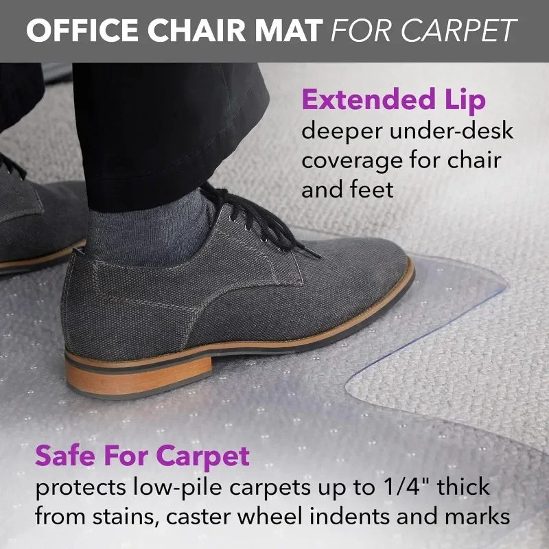 Office Chair Mat for Carpet – Computer Desk Chair Mat for Carpeted Floors – Easy Glide Rolling Plastic Floor Mat for Work