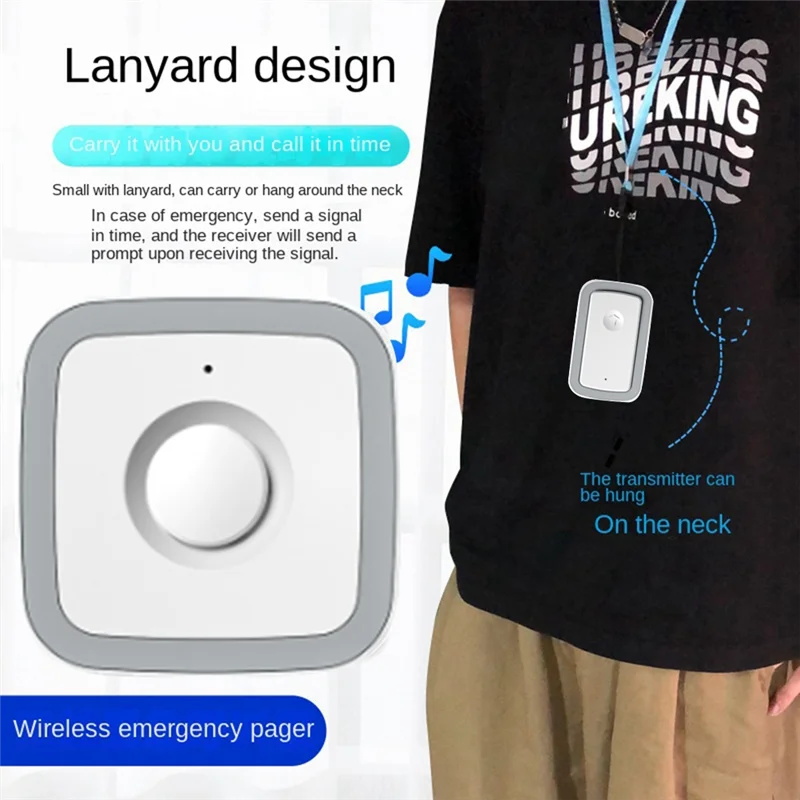 SCLS زر الاتصال بيجر أجراس الباب اللاسلكية النداء اللاسلكي 5 والعتاد 300 متر ل/كبار السن/المريض/المعاقين/المرأة الحامل دائم الاتحاد الأوروبي Pl