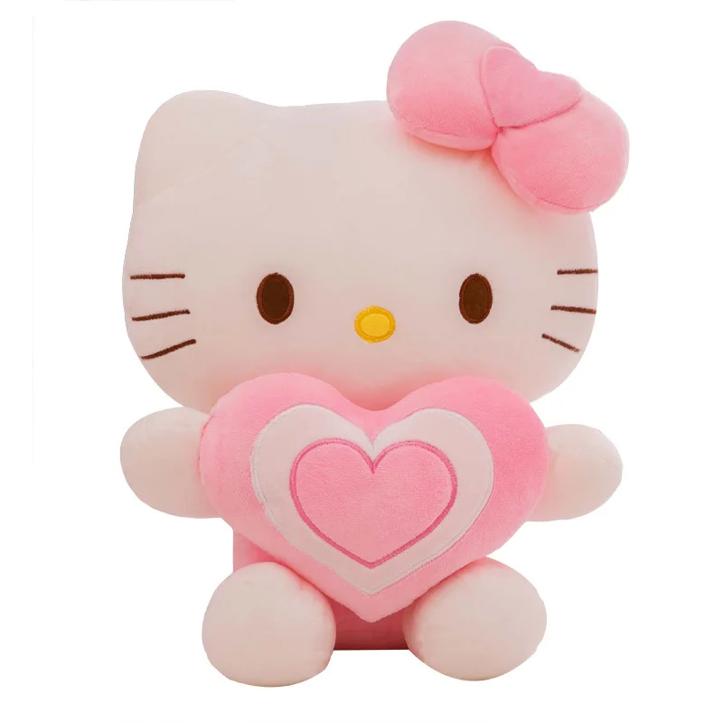 Sanrio Hello Kitty 30Cm Plush Kawaii Heart Cats Plush Dolls Stuffed Animal Toy Super Cute Pink Kitten Pillow Gifts For Kids