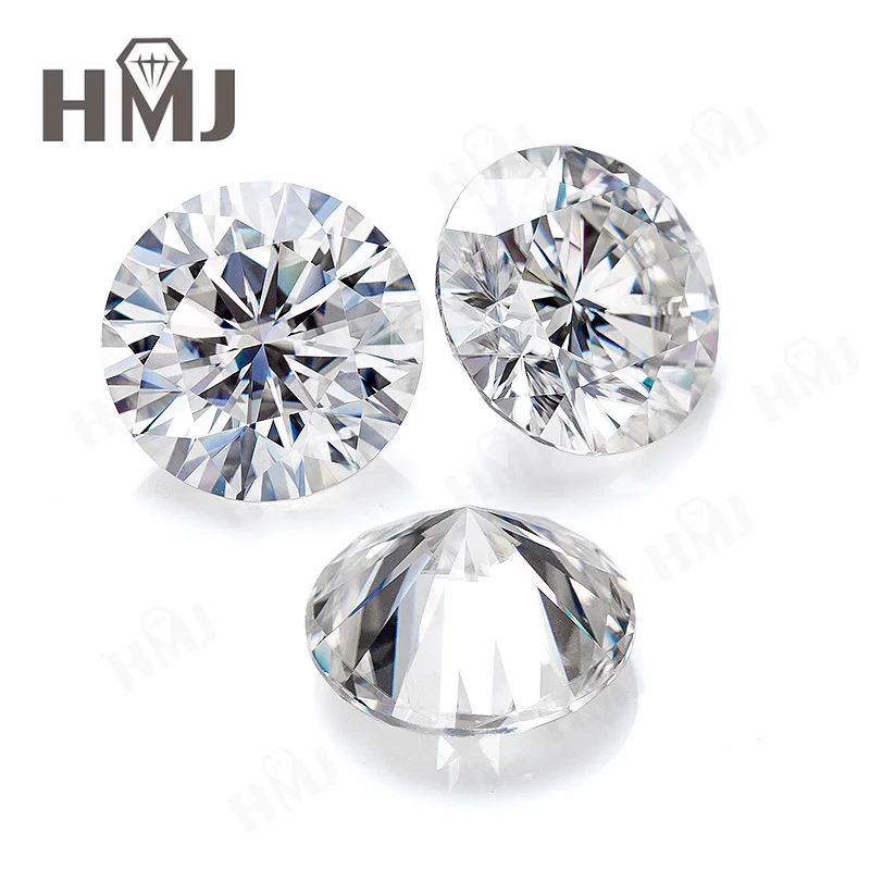 HMJ 0,1-13 Karat Moissanit-Stein, runde Form, Farbe D, Reinheit VVS1, Brillantschliff, Diamanttester-geprüft, mit GRA-Zertifikat, Perlen – Detail 14