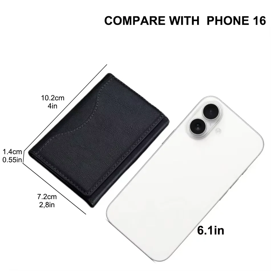 MagSafe-kompatible PU-Leder-Kartenhülle, faltbarer magnetischer Kartenhalter mit 6 Kartenfächern, Standfunktion, Handy-Rückseitenhülle für iPhone – Detail 9