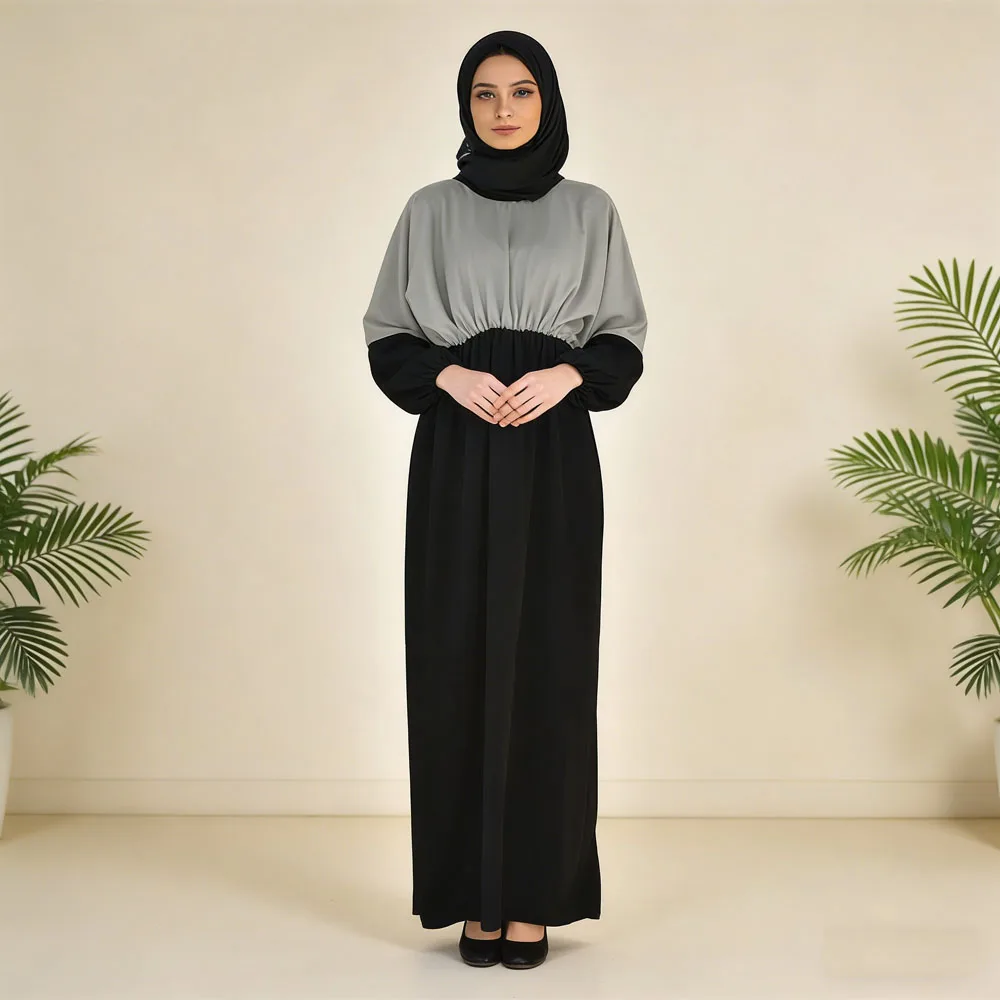 

Исламское платье, африканские наряды, дубайский турецкий скромный кафтан, однотонная абайя, мусульманское длинное платье для женщин, на Рамадан и Ид, из крепа, с рукавами-баллонами