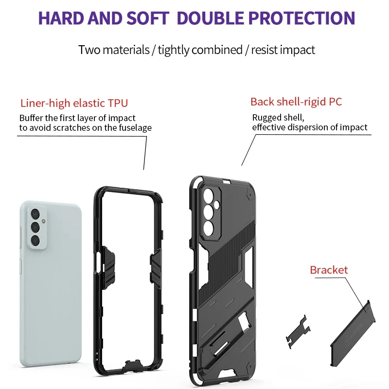 For Samsung Galaxy A04S A13 4G 5G Shockproof Armor Phone Case For SM-A047F A135 A136 Anti-Fall Protect Kickstand Back Cover