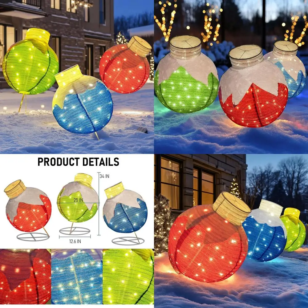 

Набор предварительно освещенных светодиодных рождественских шаров, 3 шт. всплывающие 270 лампочек, 8 режимов, для использования в помещении и на открытом воздухе, для вечеринки в саду, рождественского декора