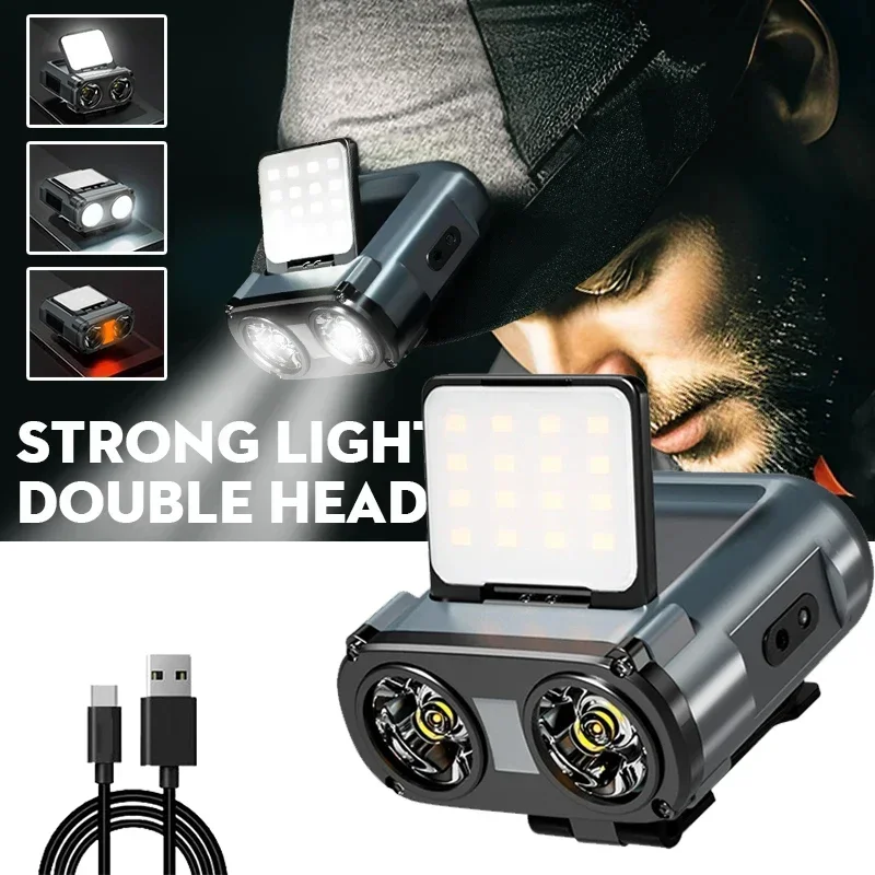 Ultra Bright Mini Rechargeable Head Lamp LED Clip on Cap Light Waterproof Sensor Hat Light Flashlight Headlamp for Fishing Camp