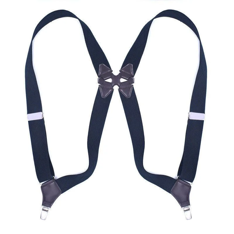 Police Style Classic Elastic Suspender with Side Clip Men's Back Cross Shoulder Strap British Retro Gentleman Business Strap