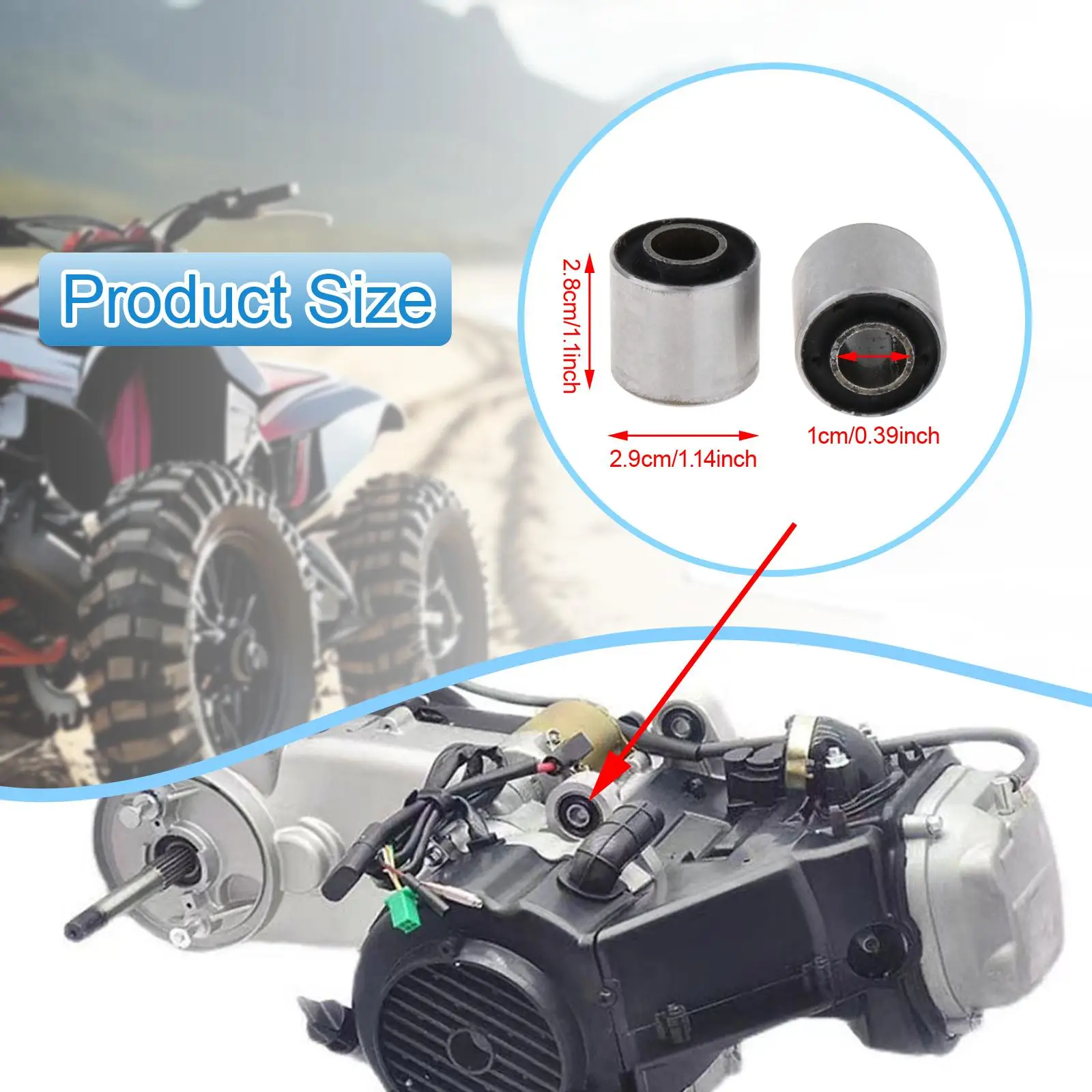 4 قطع شجيرات ذراع التأرجح الخلفي من الفولاذ 2.8 سم للدراجات الصغيرة Atvs