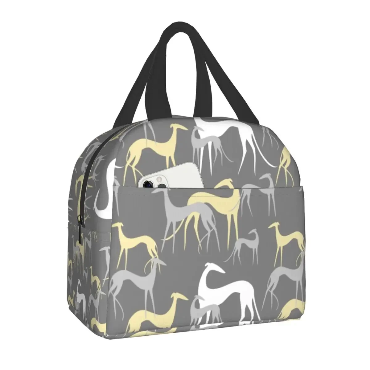 Greyhound Galgos Dog Lunch Bag Thermal Cooler Insulated Bento Box for Kids School Food Whippet Sighthound Portable Lunch Bags