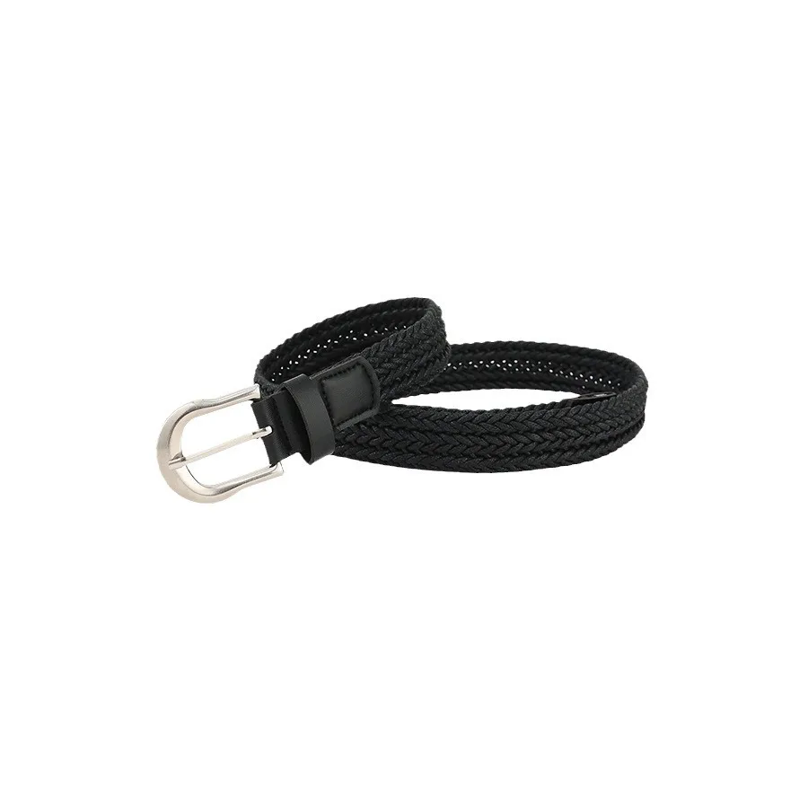 Black Vintage Weaving String Cosplay Belt Women, Fashionable Pin Buckle Waist Rope Charm Rope Strap & Belts Halloween