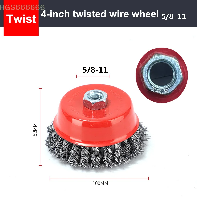 효과적인 페인트 제거를 위한 75/100mm M14 로터리 공구 스틸 와이어 컵 브러시, 앵글 그라인더 디부용 트위스트 스틸 휠 연마재