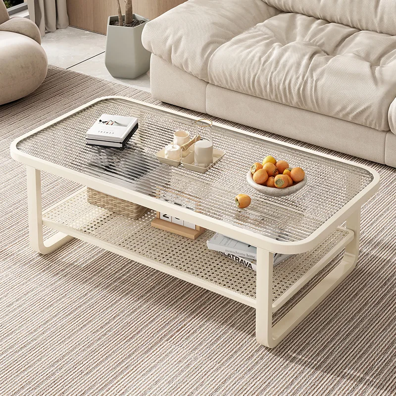 

Small apartment movable creative tempered glass coffee table