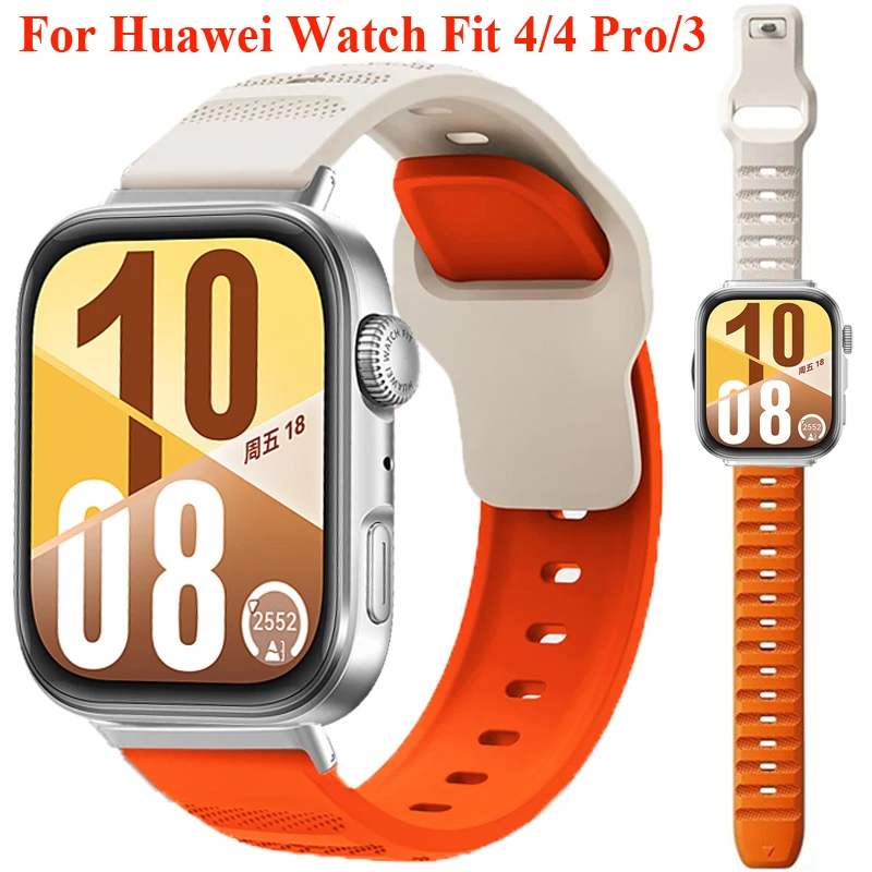 Two Tone Silicone Band For Huawei Watch Fit 4/4Pro/3 Strap Accessories Wristband Correa Bracelet for Huawei Fit3 Fit4 Fit 4 Pro