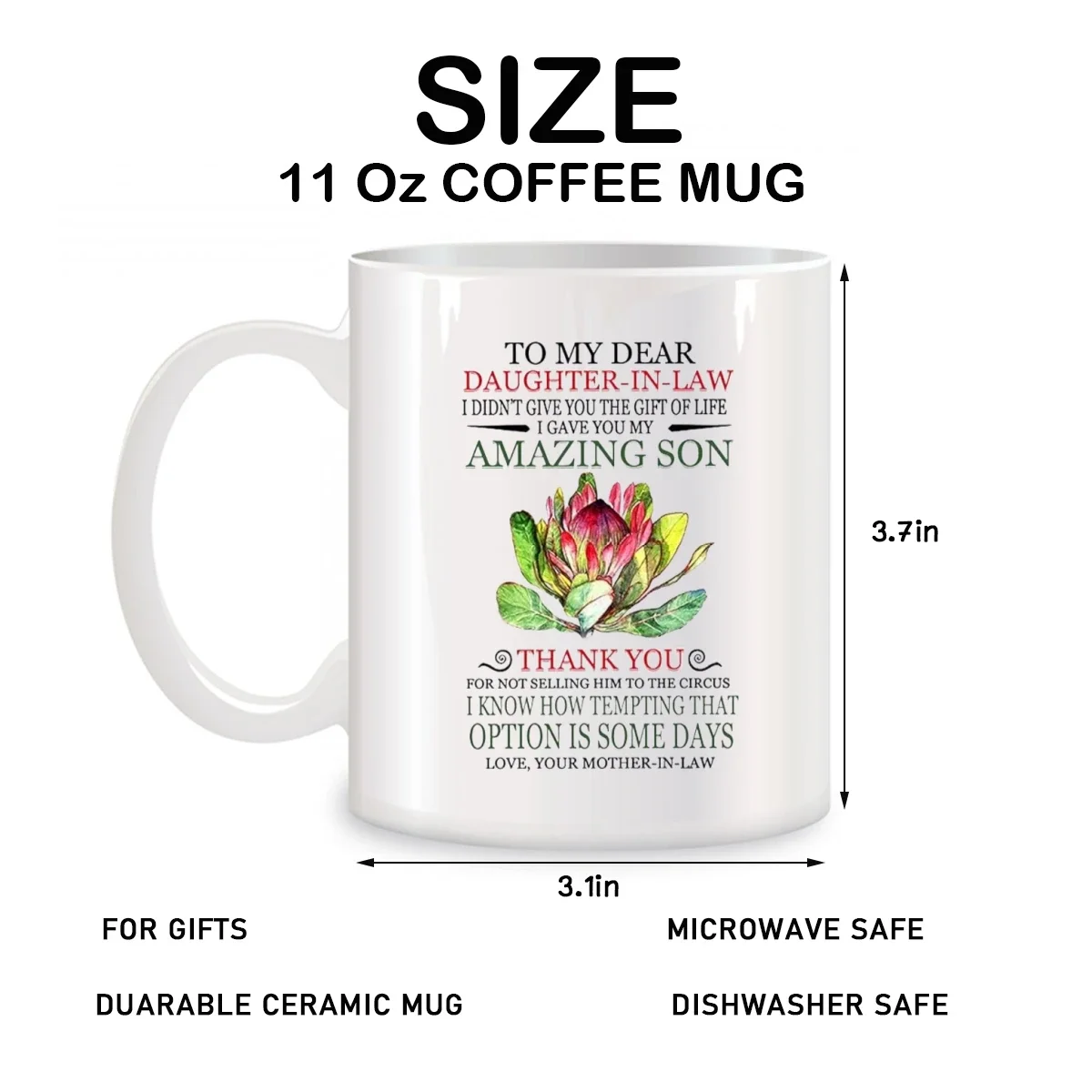 To My Dear Daughter In Law I Gave You My Amazing Son Mugs For Funny Birthday Gifts Novelty Coffee Ceramic Tea Cups White 11 oz