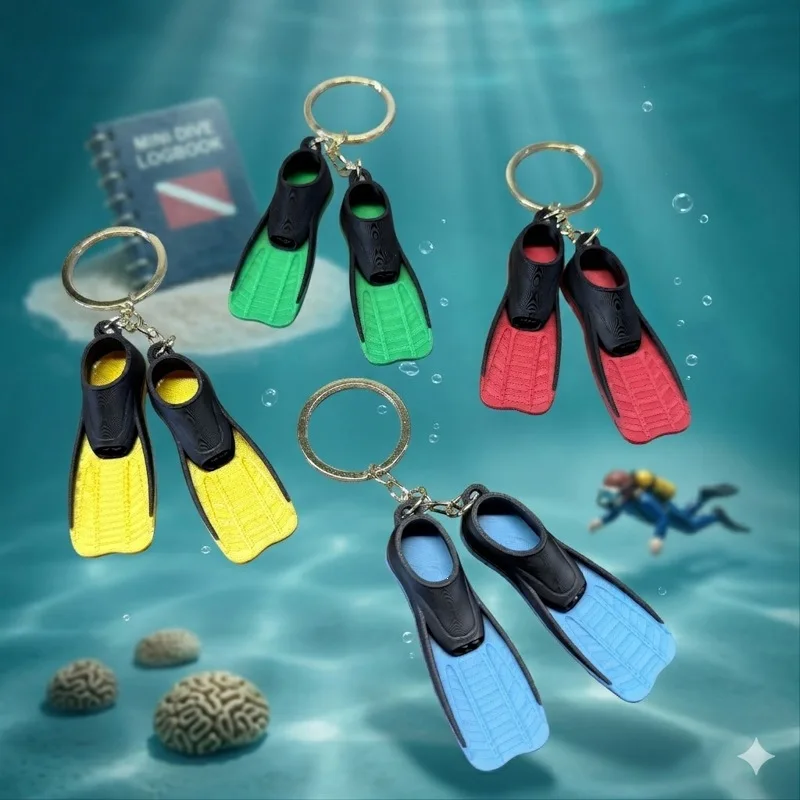 Hot New Mini Diving Fins Keychain Colorful Summer Beach Swimming Pendant Creative Keychain Party Jewelry