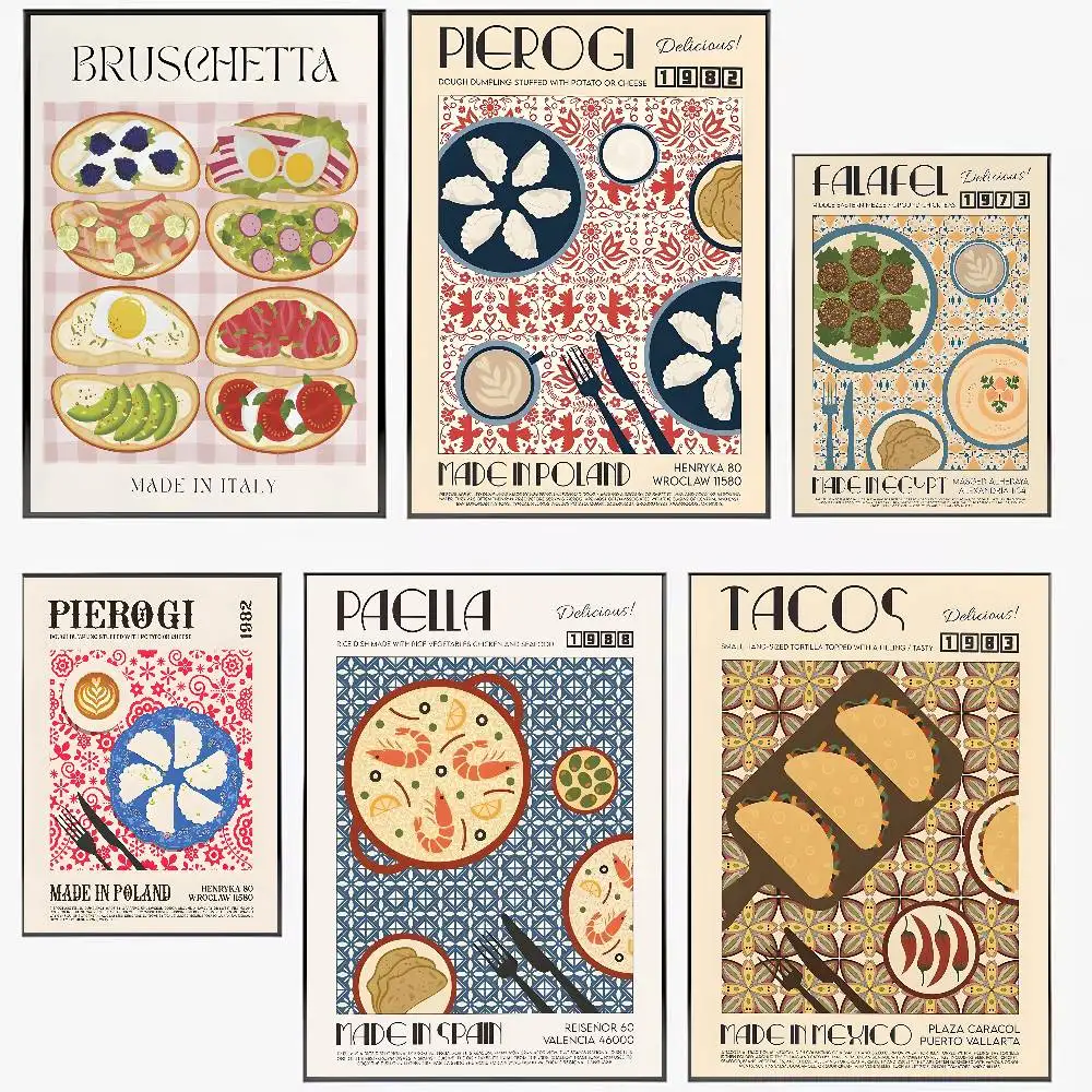 

Coffee Banana Split Sushi Ramen Retro Korean Food Poster Waterproof HD Art Wall Decal Self-Adhesive Print. Aesthetic Home Room D