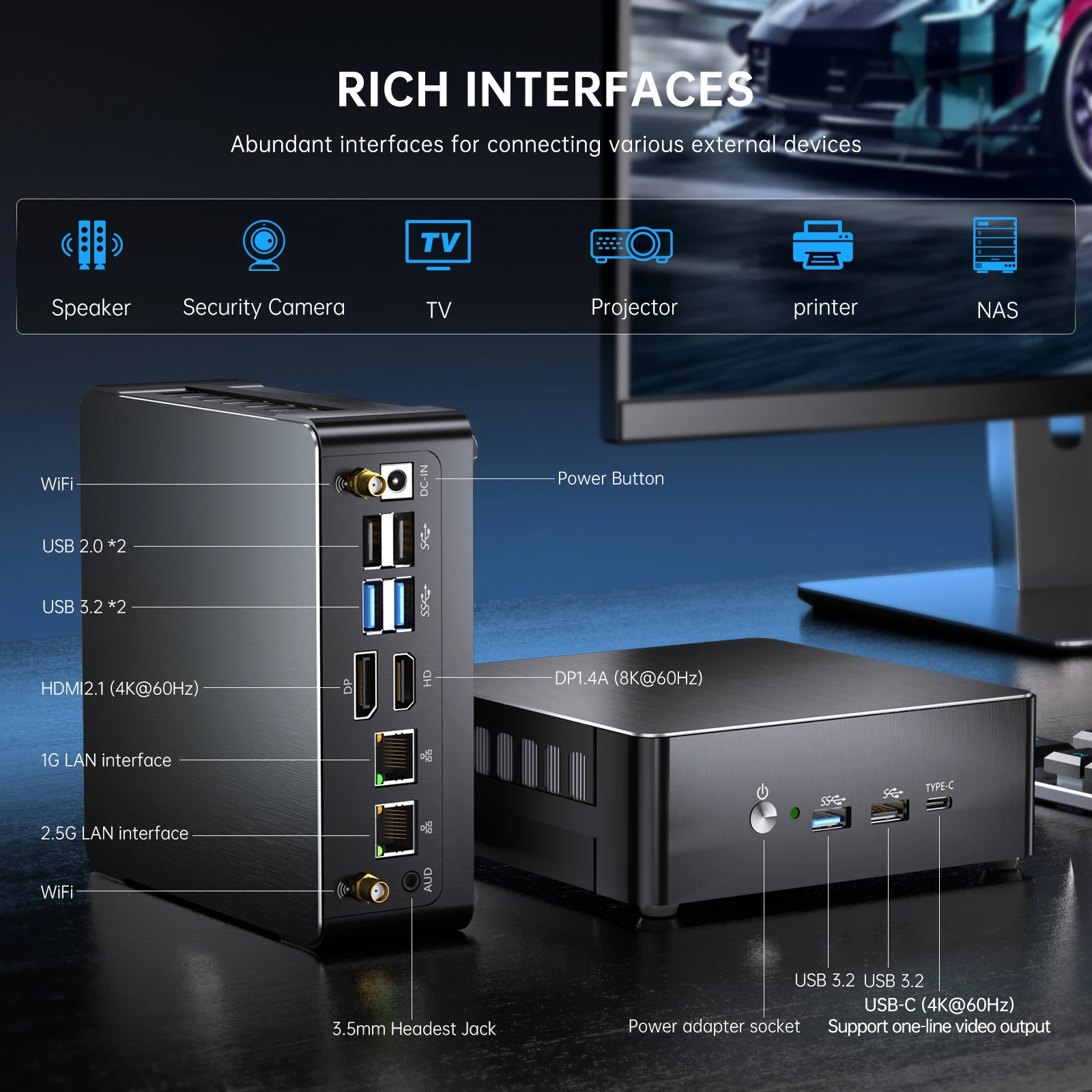 Msecore MQ12 Intel Core i5 i7 i9 13900H Gamer Mini PC Computer desktop NUC PC portatile Computer da ufficio DDR4 NVMe Wifi6 4K BT5.2