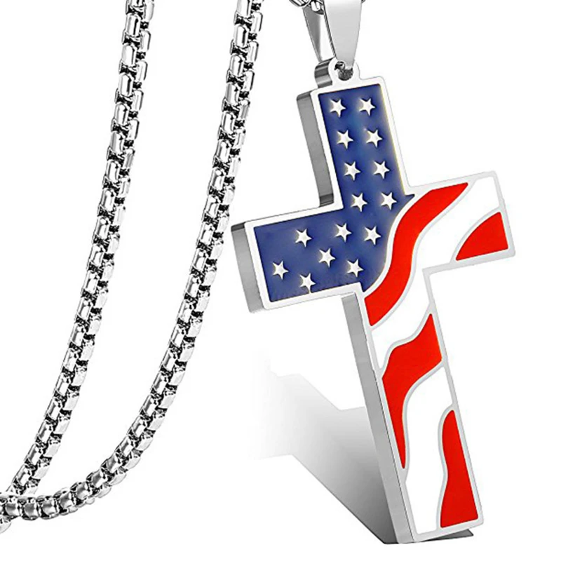 1pcs Independence Day cross pendant necklace