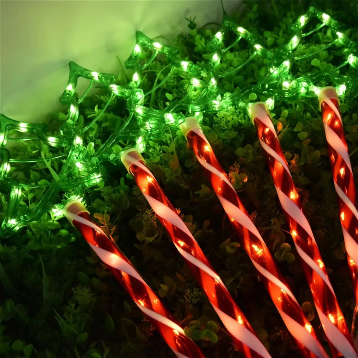 Solar powered Christmas tree ground mounted lights, courtyard path atmosphere decorative lights, 5PCS/set, celebrating Christmas