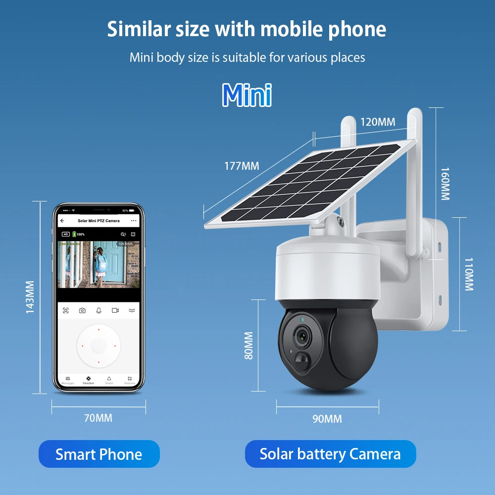 INQMEGA TUYA Solar PTZ IP Camera Outdoor Solar Panel Surveillance Security Camera Compatible with Alexa and Google Home Camera