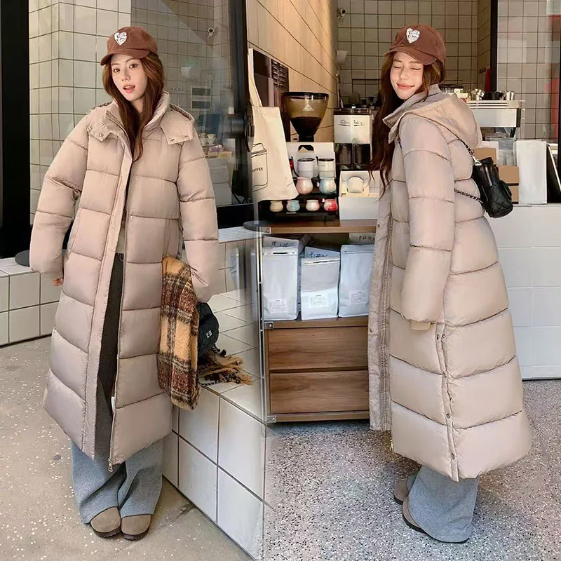 2026 Fashion Winter Coat Women Korean Loose Oversized Large Size Hooded Windproof Warm Long Parkas Luxury Cotton Jacket