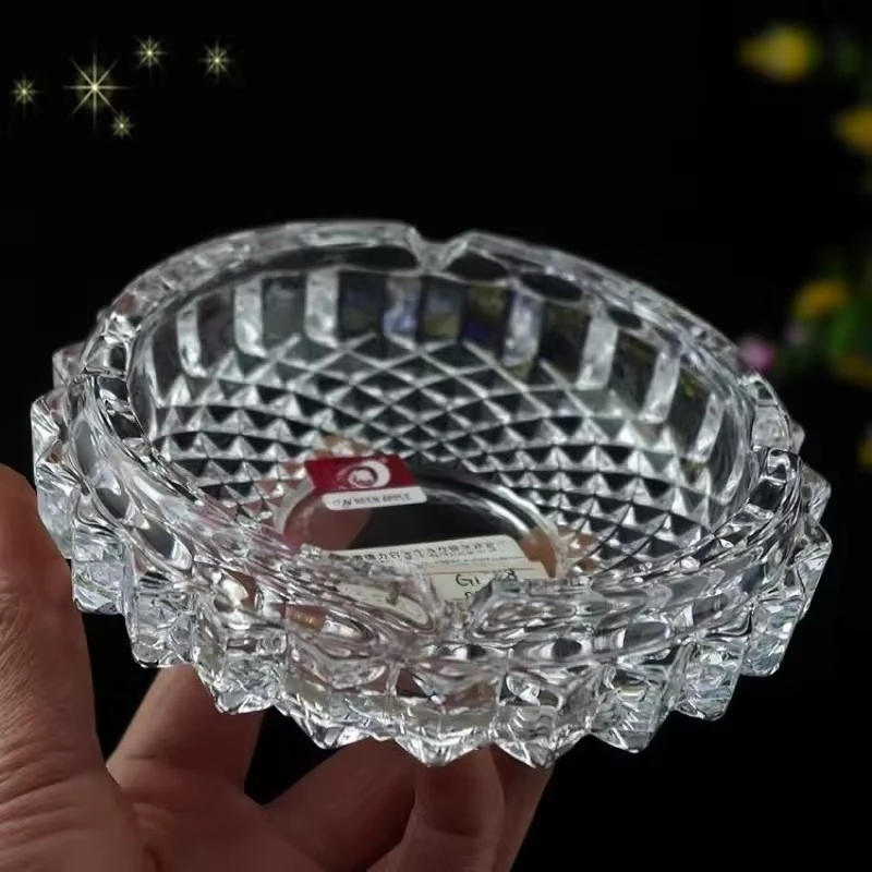 Round Clear Crystal Ashtray High-grade Refined Glass Creative Office ashtray Bedroom, living room, hotel supplies