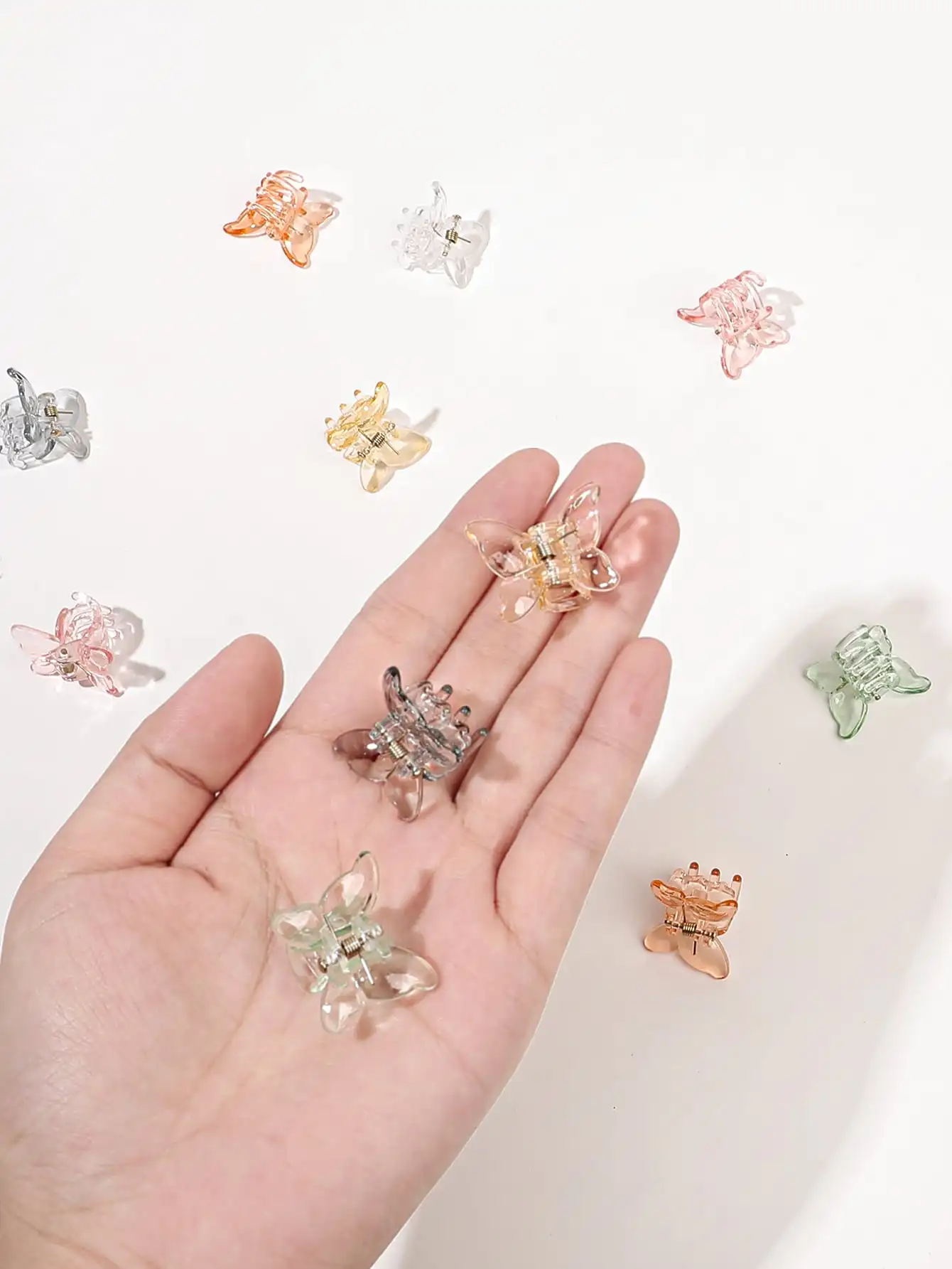 12 قطعة فراشة الجنية الصغيرة نصف مربوط مشبك شعر مقاطع 1 بوصة لطيف الفك مقاطع إكسسوارات الشعر للنساء الشعر الجزء الخلفي من الرأس #4