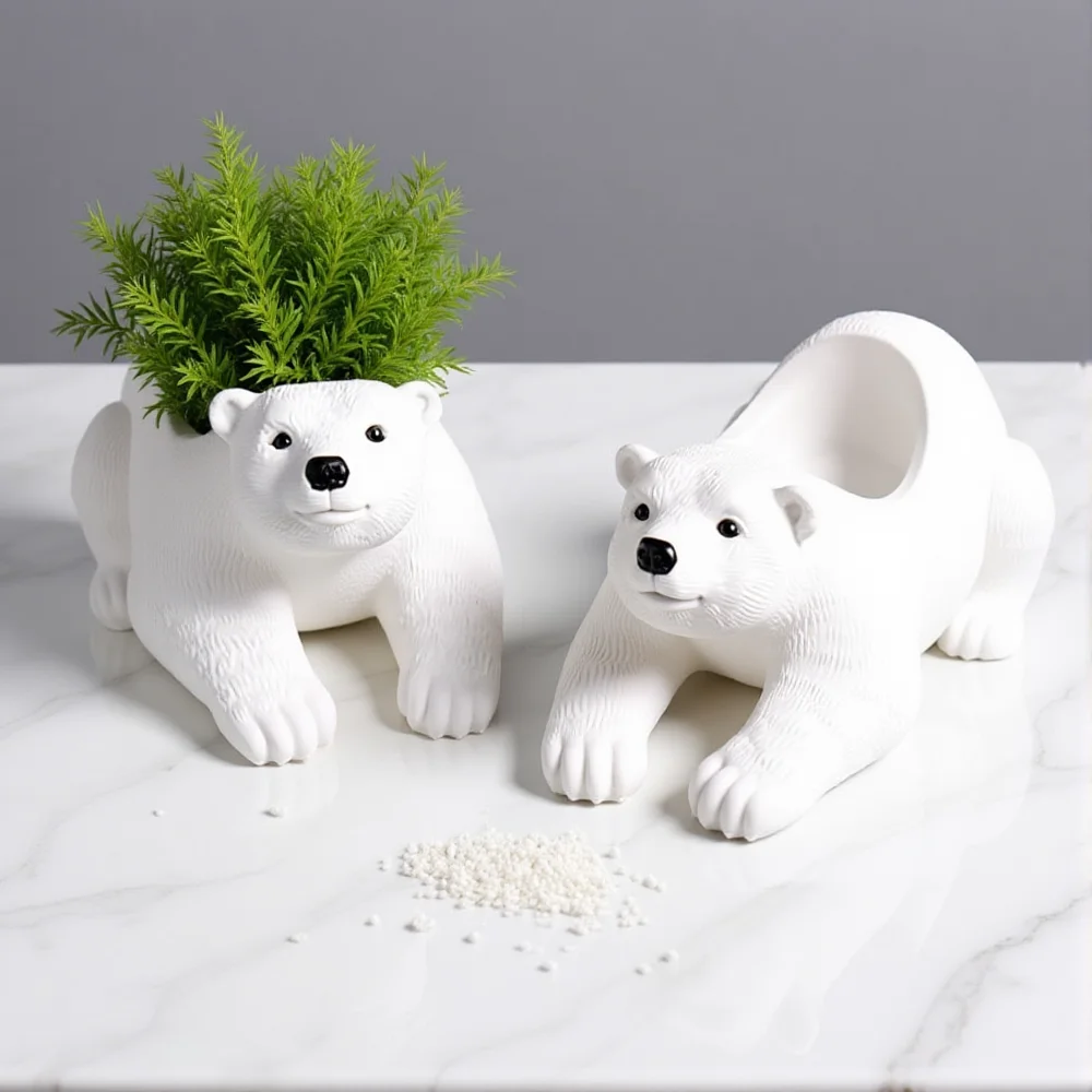 3D Polar Bear Candlestick Mold DIY Small Bear Gypsum Dropping Pendant Silicone Mold Candlestick Making Mould Home Decoratiion
