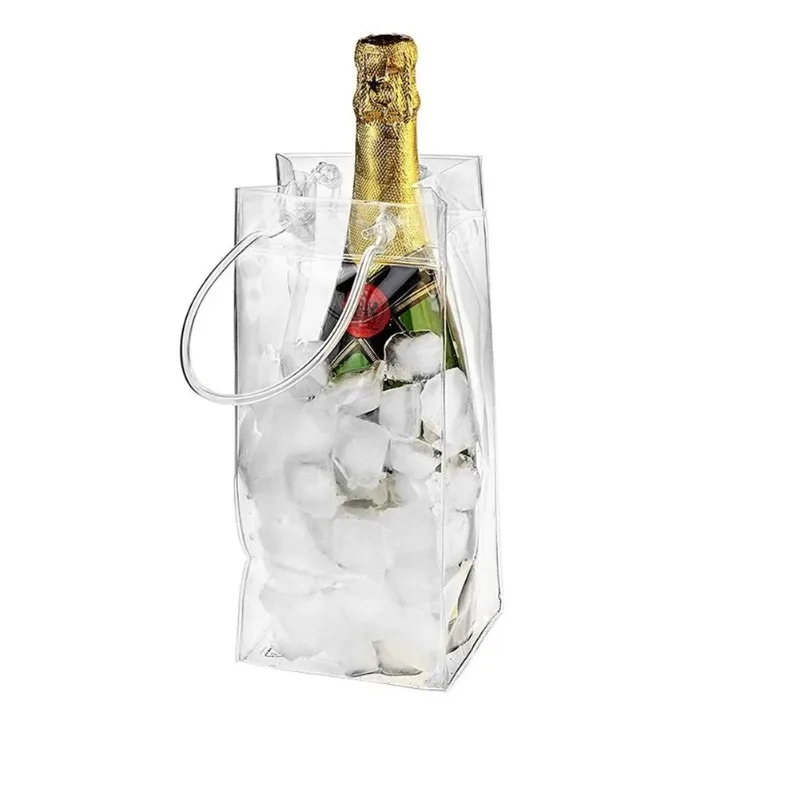 

PVC Transparent Ice Bag for Wine, Beer, Champagne – Keep Drinks Cool with Ice Cubes, Portable Chilled Beverage Bucket