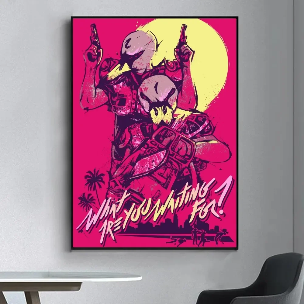 Hotline Miami 1 2 Hot Video Game  Poster Fancy Wall Sticker for Living Room Bar Vintage Decorative Painting Middle