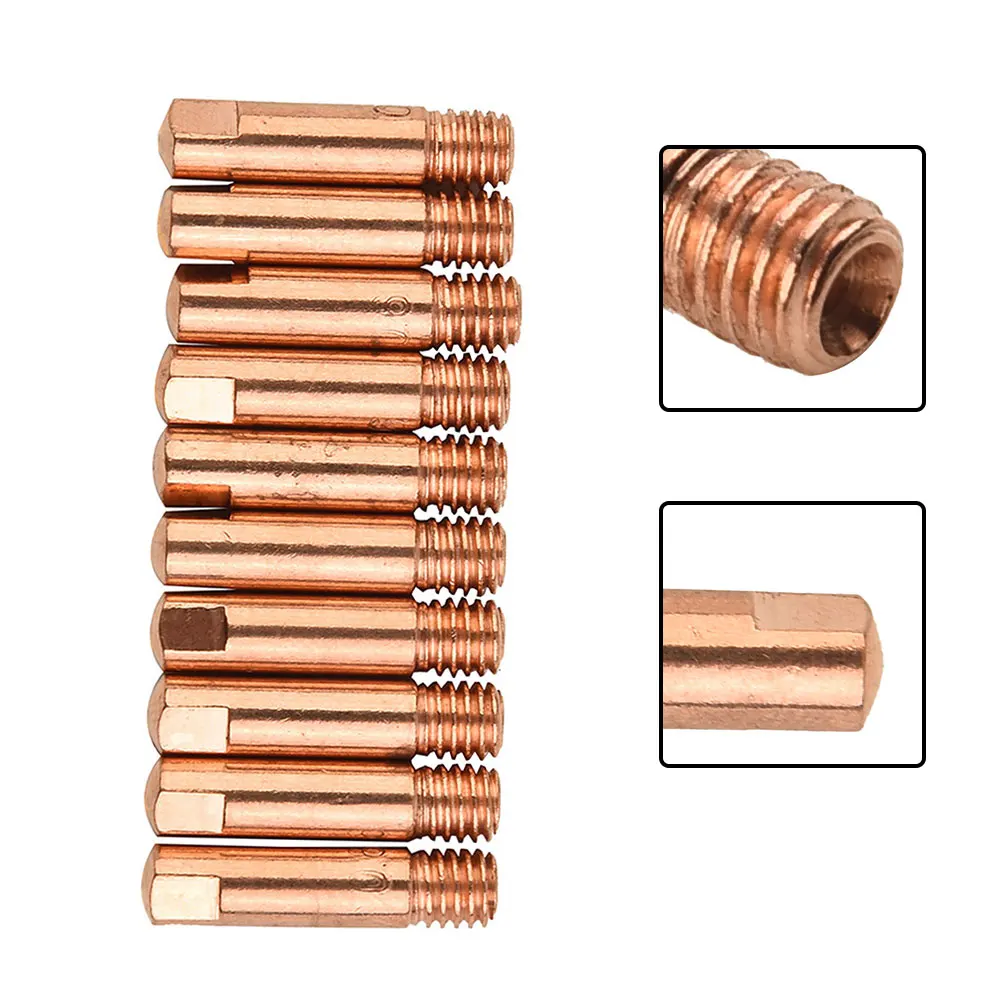 Welding Contact Tips Contact Tip 10pcs Consumables Length 25mm MB15AK Welder Torch 0.6 - 1.2mm Practical Brand New