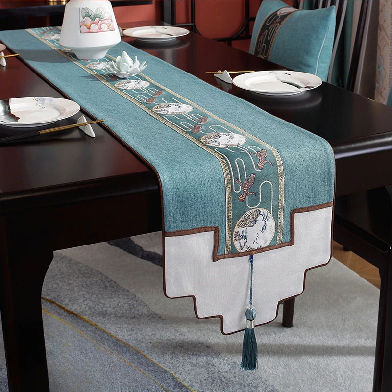 

Chinese Style Table Runner Luxury Cotton Linen Teatable Table Runner Decorative Dinning Thick Table Flag Waterproof Home Decor