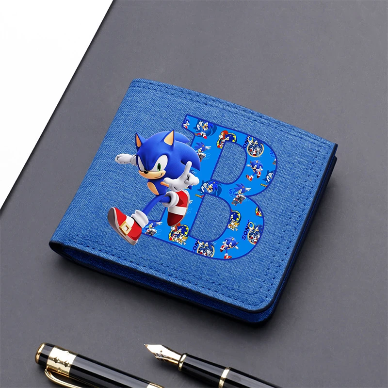 Sonics Man Canvas Wallet Anime Goku Short Folding Purse Cartoon Boys Card Holder Cute Kids Coin Photo Case Birthday Cute Gifts