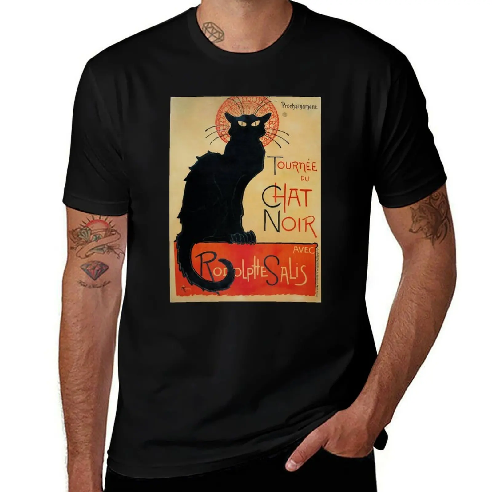 Camiseta Le Chat Noir, camiseta informal básica de color liso