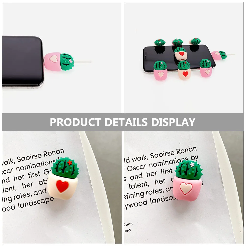 

8Pcs Data Cable Cover Adorable Cactus Designed Charging Line Protector Full Protection for Phone Charging Cord Bend Resistant