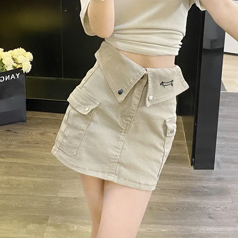 Summer Thin High Waist A- Line Golf Skirt Women's Hip Golf Skirt American Denim Workwear Skirt Fashion Casual Golf Clothing